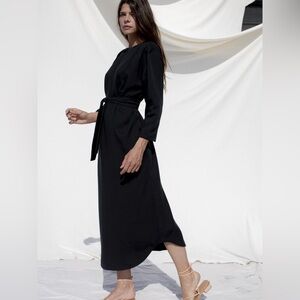 OZMA Cocoon Dress Black Lyocell Size Small